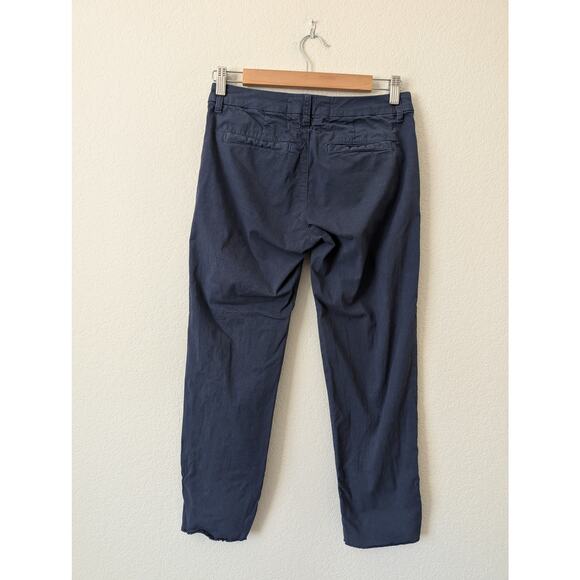 Frank & Eileen Wicklow Navy Blue Cotton Pants - Size 00 Fringe Hem Made in USA - Picture 7 of 8